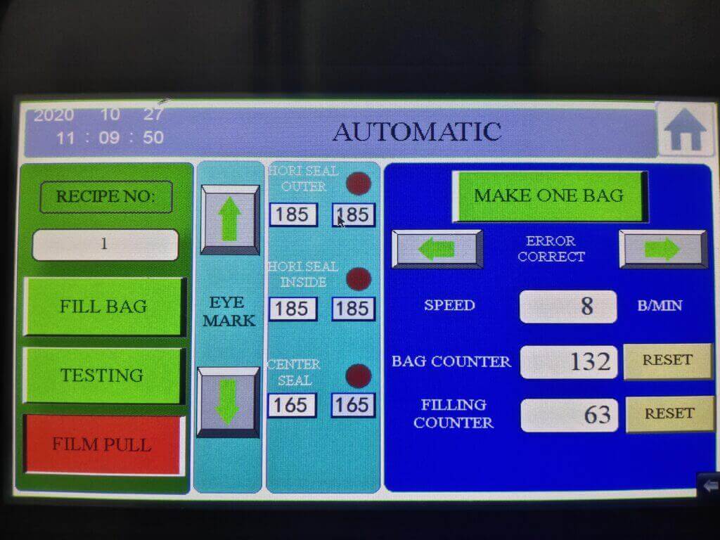 HMI of flexible packaging machine